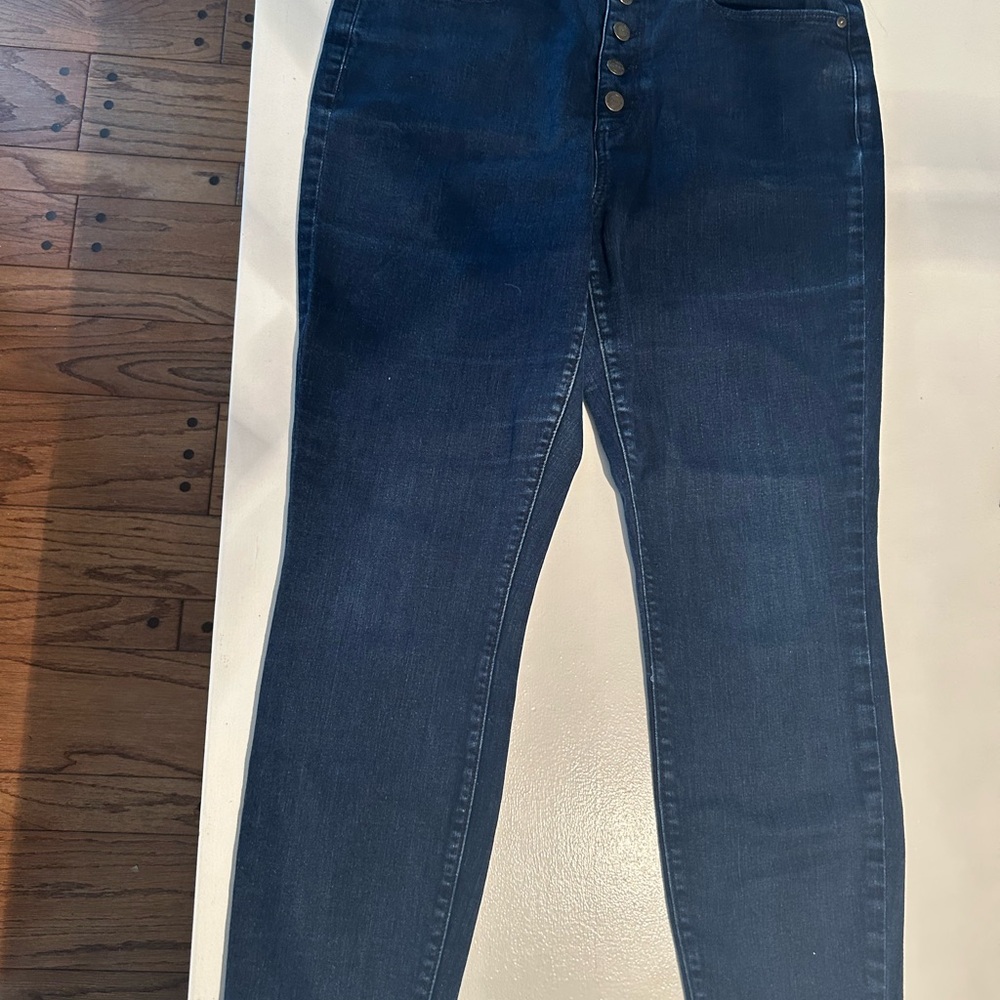 Women's Dark Blue High-Rise Button-Fly Jeans